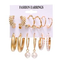 Fashion Circle Heart Shape Butterfly Alloy Artificial Pearls Women's Hoop Earrings 1 Set main image 4