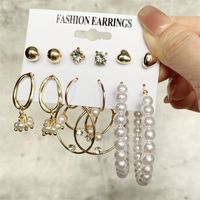 Fashion Circle Heart Shape Butterfly Alloy Artificial Pearls Women's Hoop Earrings 1 Set sku image 8