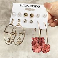 Fashion Circle Heart Shape Butterfly Alloy Artificial Pearls Women's Hoop Earrings 1 Set sku image 2