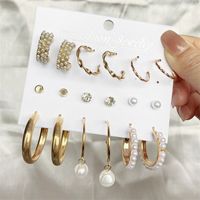 Fashion Circle Heart Shape Butterfly Alloy Artificial Pearls Women's Hoop Earrings 1 Set sku image 18