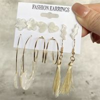 Fashion Circle Heart Shape Butterfly Alloy Artificial Pearls Women's Hoop Earrings 1 Set sku image 10