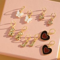 Fashion Cherry Heart Shape Alloy Plating Artificial Rhinestones Artificial Pearls Women's Drop Earrings 1 Set sku image 7
