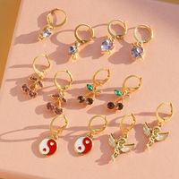 Fashion Cherry Heart Shape Alloy Plating Artificial Rhinestones Artificial Pearls Women's Drop Earrings 1 Set sku image 8