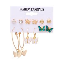 Fashion Geometric Leaves Butterfly Alloy Inlaid Zircon Women's Earrings 1 Set sku image 26