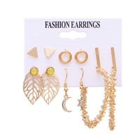 Fashion Geometric Leaves Butterfly Alloy Inlaid Zircon Women's Earrings 1 Set sku image 31