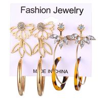 Fashion Geometric Leaves Butterfly Alloy Inlaid Zircon Women's Earrings 1 Set sku image 16