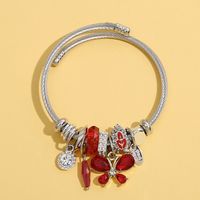 Fashion Butterfly Stainless Steel Beaded Inlay Glass Bangle main image 9