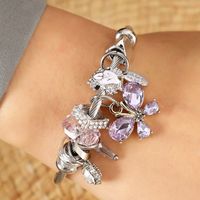 Fashion Butterfly Stainless Steel Beaded Inlay Glass Bangle main image 8