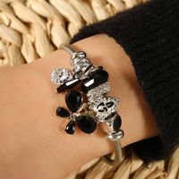 Fashion Butterfly Stainless Steel Beaded Inlay Glass Bangle main image 5