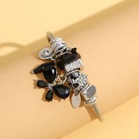 Fashion Butterfly Stainless Steel Beaded Inlay Glass Bangle main image 2
