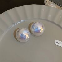 Elegante Oval Forma De Corazón Rosa Aleación Embutido Perlas Artificiales Diamantes De Imitación Mujeres Aretes sku image 9