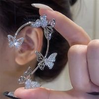 Fashion Star Butterfly Snowflake Copper Rhinestones Ear Clips 1 Piece sku image 21