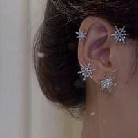 Fashion Star Butterfly Snowflake Copper Rhinestones Ear Clips 1 Piece sku image 10