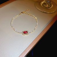 Simple Style Geometric Alloy Plating Artificial Gemstones Women's Bracelets sku image 2