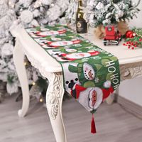 Christmas Cute Christmas Tree Snowman Fabric Party Tablecloth main image 3