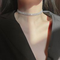 Ins Style Solid Color Alloy Inlay Artificial Diamond Women's Choker 1 Piece main image 1