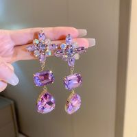 1 Pair Glam Luxurious Lady Flower Butterfly Copper Inlay Zircon Drop Earrings sku image 12