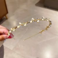 Frau Mode Blume Bogenknoten Metall Inlay Künstlicher Diamant Perle Haarband sku image 6
