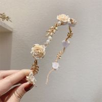 Women's Fashion Flower Bow Knot Metal Inlay Artificial Diamond Pearl Hair Band sku image 5