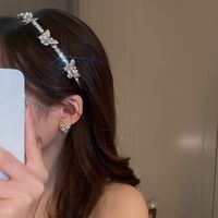 Femmes Mode Fleur Noeud D'arc Métal Incruster Diamant Artificiel Perle Bande De Cheveux main image 3