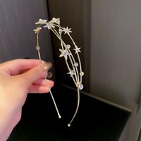 Frau Mode Blume Bogenknoten Metall Inlay Künstlicher Diamant Perle Haarband sku image 8