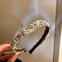 Women's Fashion Flower Bow Knot Metal Inlay Artificial Diamond Pearl Hair Band sku image 11