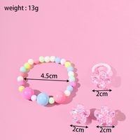 Fashion Flower Plastic Beaded Girl's Rings Bracelets Earrings 1 Set main image 3