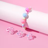 Fashion Flower Plastic Beaded Girl's Rings Bracelets Earrings 1 Set main image 4