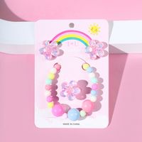 Fashion Flower Plastic Beaded Girl's Rings Bracelets Earrings 1 Set main image 1