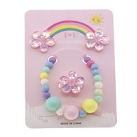 Fashion Flower Plastic Beaded Girl's Rings Bracelets Earrings 1 Set main image 5