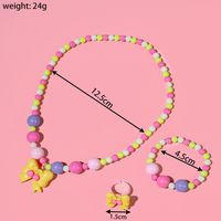 Fashion Bow Knot Plastic Beaded Girl's Rings Bracelets Necklace 1 Set main image 2