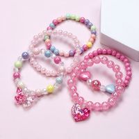 Süß Herzform Schmetterling Kunststoff Perlen Mädchen Armbänder main image 5