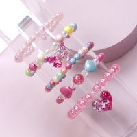 Süß Herzform Schmetterling Kunststoff Perlen Mädchen Armbänder main image 4
