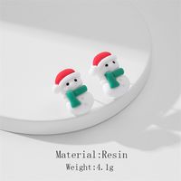 1 Pair Cute Christmas Sweet Christmas Tree Santa Claus Christmas Socks Stoving Varnish Resin Ear Studs sku image 10