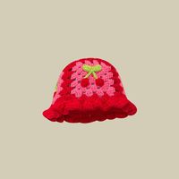 Women's Sweet Stripe Cherry Flower Wide Eaves Wool Cap sku image 22