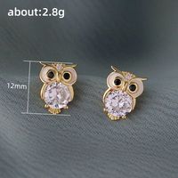 Fashion Owl Copper Inlay Zircon Ear Studs 1 Pair main image 5