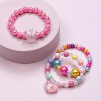 Süß Herzform Schmetterling Kunststoff Perlen Mädchen Armbänder main image 3
