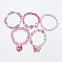 Süß Herzform Schmetterling Kunststoff Perlen Mädchen Armbänder main image 2