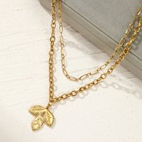 Fashion Flower Stainless Steel Plating Layered Necklaces 1 Piece main image 6