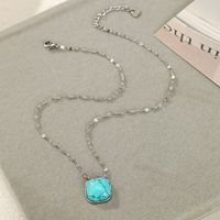 Fashion Geometric Stainless Steel Plating Turquoise Pendant Necklace 1 Piece main image 4