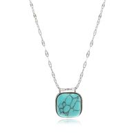 Fashion Geometric Stainless Steel Plating Turquoise Pendant Necklace 1 Piece sku image 1