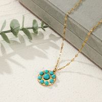 Fashion Flower Stainless Steel Plating Natural Stone Pendant Necklace 1 Piece main image 5
