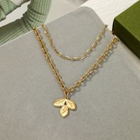Fashion Flower Stainless Steel Plating Layered Necklaces 1 Piece main image 3