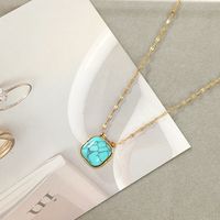 Fashion Geometric Stainless Steel Plating Turquoise Pendant Necklace 1 Piece main image 3