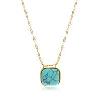 Fashion Geometric Stainless Steel Plating Turquoise Pendant Necklace 1 Piece main image 2