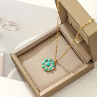 Fashion Flower Stainless Steel Plating Natural Stone Pendant Necklace 1 Piece main image 1