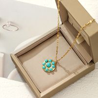 Fashion Flower Stainless Steel Plating Natural Stone Pendant Necklace 1 Piece main image 6