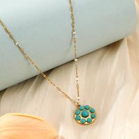 Fashion Flower Stainless Steel Plating Natural Stone Pendant Necklace 1 Piece main image 2