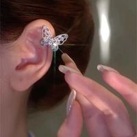 Ins Style Flower Butterfly Alloy Plating Inlay Artificial Gemstones Women's Ear Hook 1 Piece sku image 3