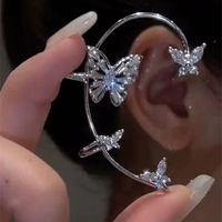 Ins Style Flower Butterfly Alloy Plating Inlay Artificial Gemstones Women's Ear Hook 1 Piece sku image 7